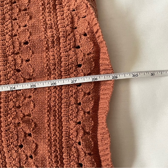 Sweet Lovely by Jen Copper Rust Crochet Short Sleeve Dress w/ Lining Size Small - Picture 10 of 14